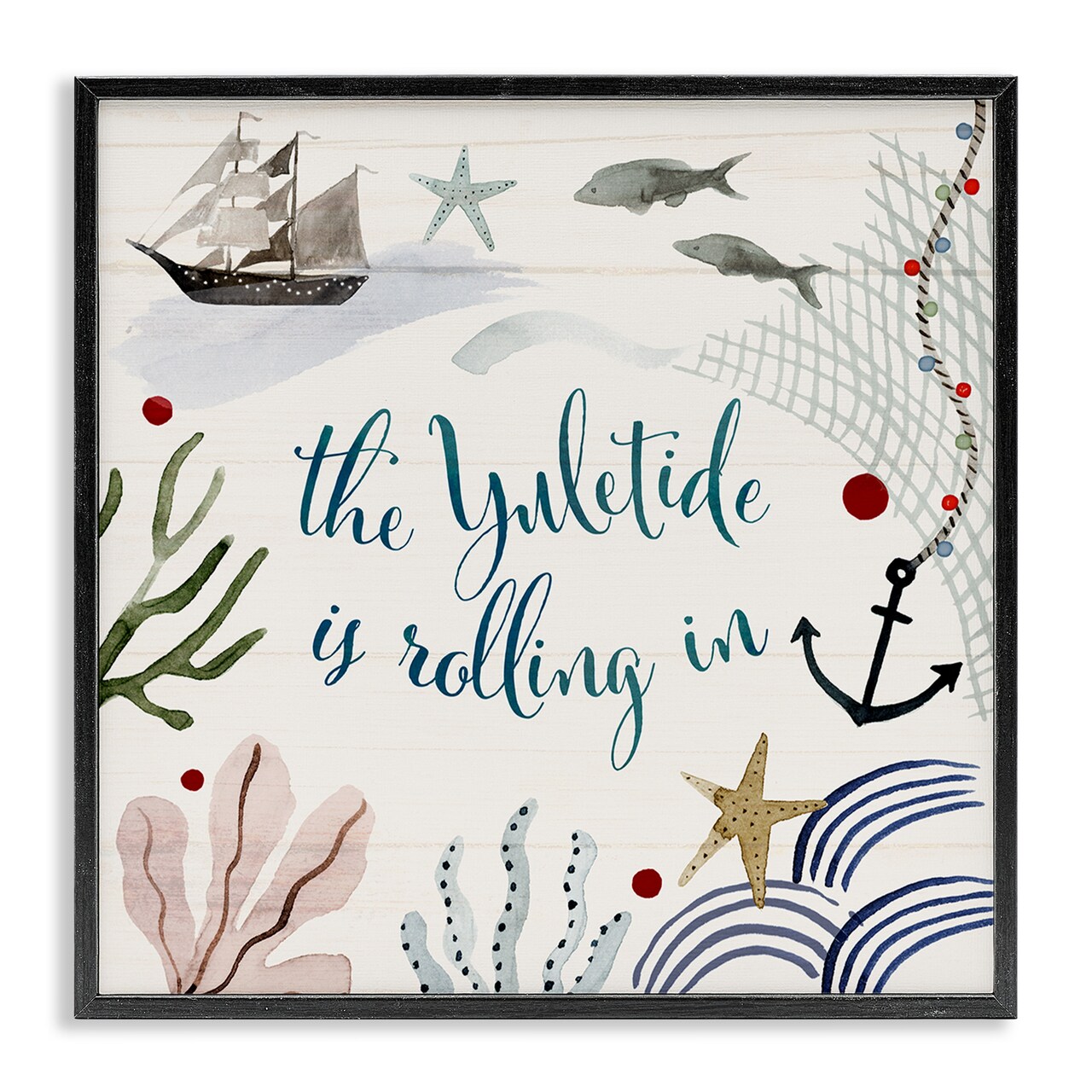 Stupell Industries Nautical Yuletide Christmas Phrase Framed Giclee Art